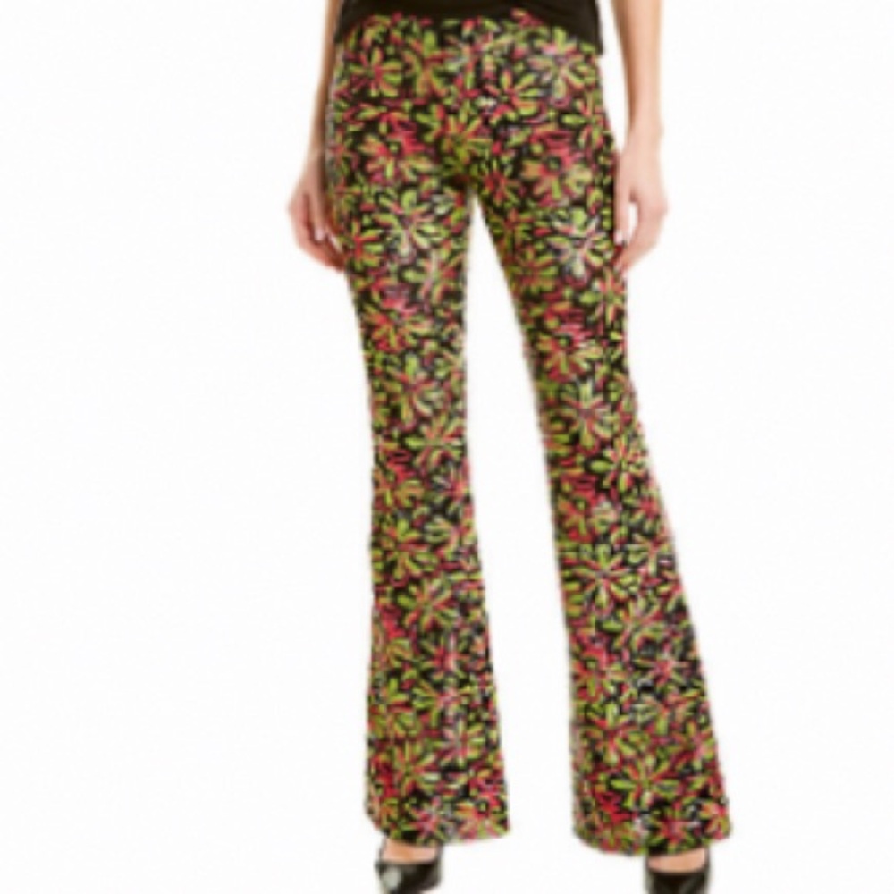 MICHAEL KORS COLLECTION PANTS DRENCHED IN VIBRANT FLORAL SEQUIN PATTERN SIZE 6